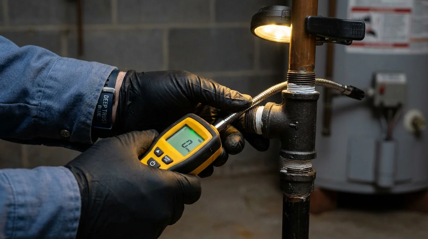 Gas leak detection with electronic sniffer by Johns Plumbing LLC in Hyannis
